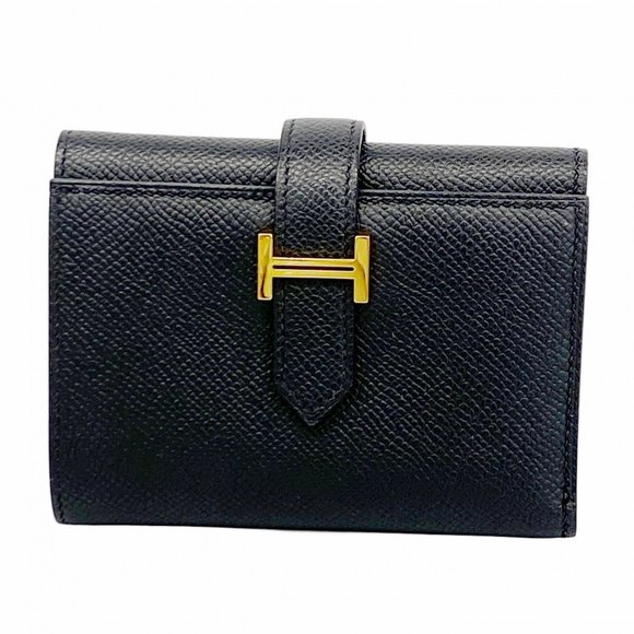 Hermes Hermès Bearn Tri-fold Wallet, Combination, Epsom Leather, Black, Z Sta... - Picture 1 of 10